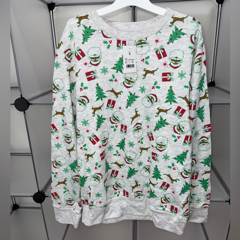Mad Engine Christmas Tree Santa Gift Pullover Kid's Sweater Size M New